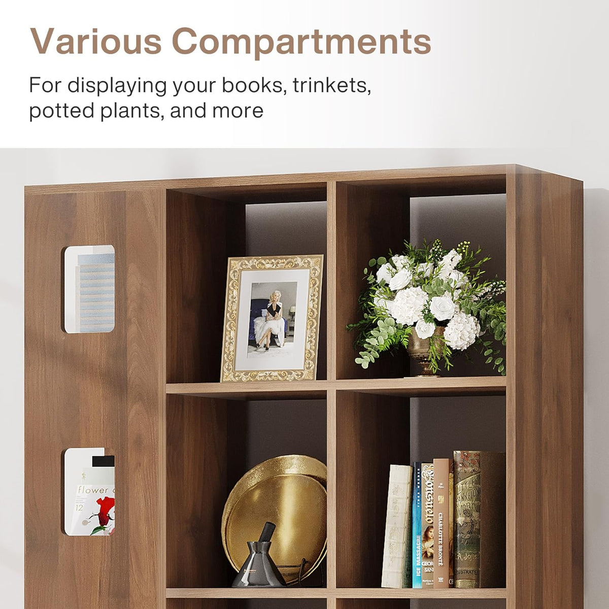 15 Cube 5 Tier Wooden Open Bookshelf (Brown) F48608