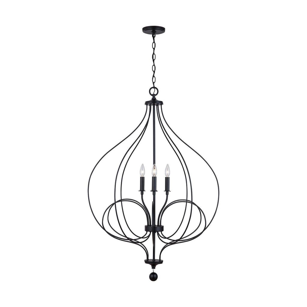 4 Light Matte Black Foyer Light F182052