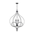 4 Light Matte Black Foyer Light F182052