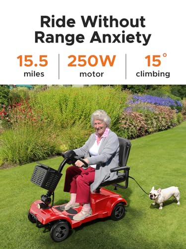 Blue Folding 4 Wheel Mobility Scooter with Detachable Basket I618323