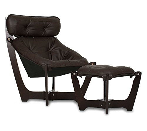 Black Leather Chair and Ottoman B9369