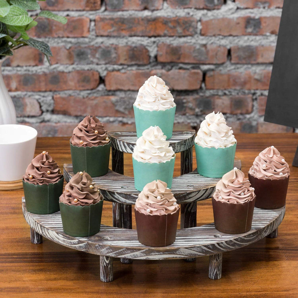 3 Tier Rustic Torched Wood Cupcake Stand R82955