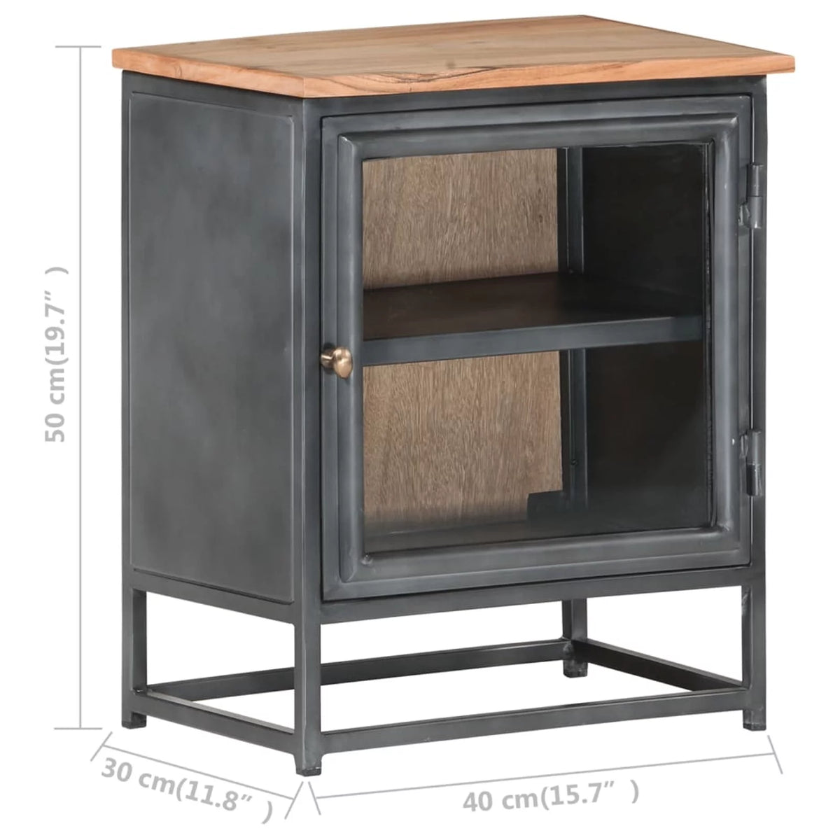 Gray Solid Acacia Wood Bedside Cabinet S1362