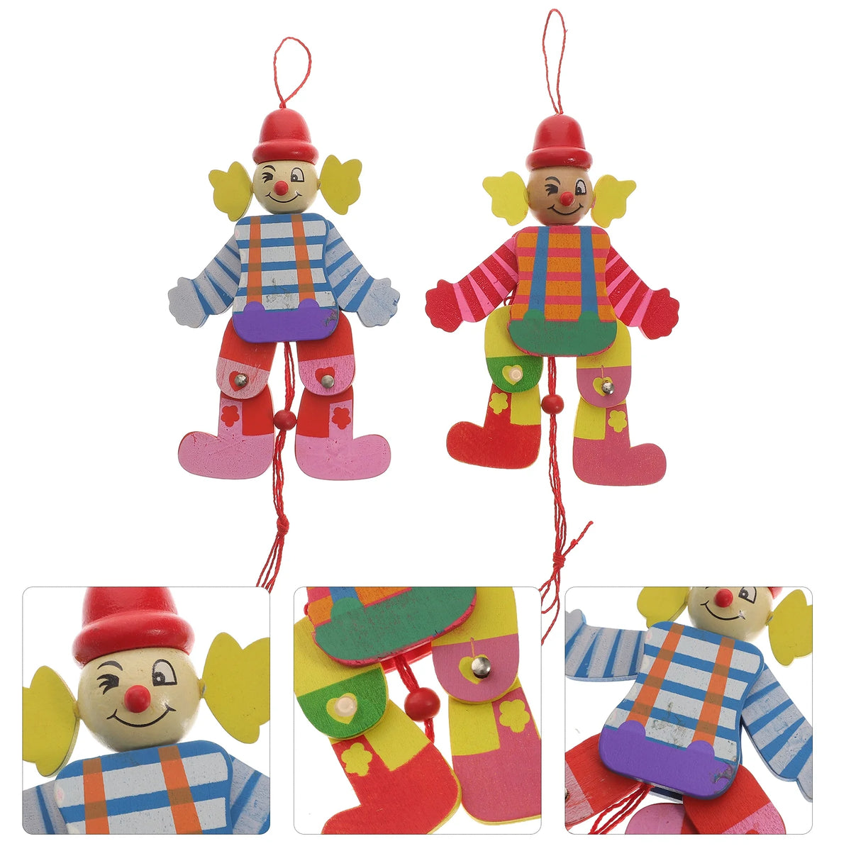 2Pcs Wood Clown Marionette Puppet Toy W9518