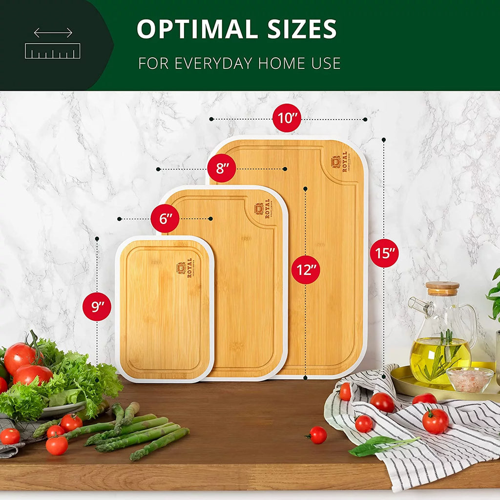 Bamboo Cutting Board with Juice Groove 3-Piece Set O817811