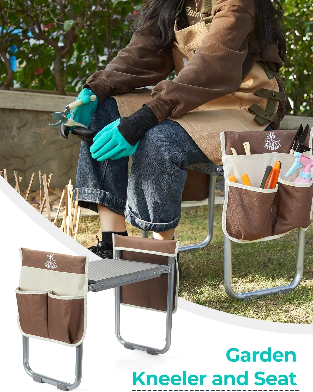 Folding Garden Kneeler Seat Portable Gardening Bench Stool M240