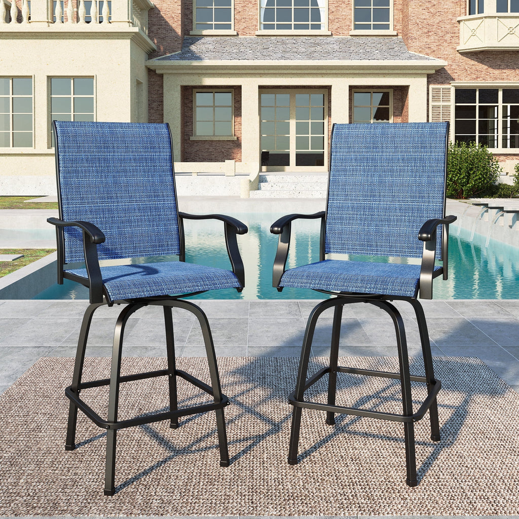Set of 2 Black Brown Metal Swivel Barstools G429