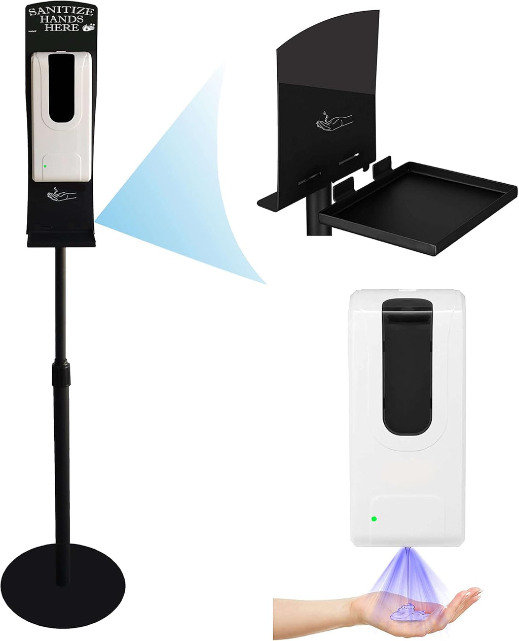 Touchless Automatic Hand Sanitizer Dispenser with Stand, Stainless Steel, Black, Pack of 2 A5248