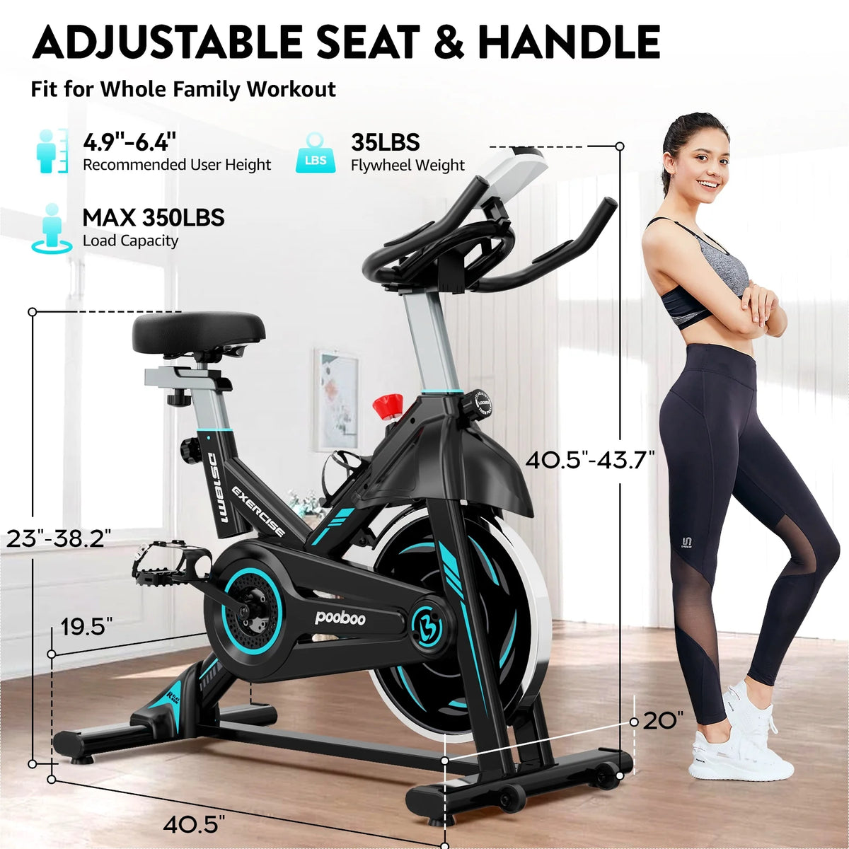 Indoor Cycling Bike Magnetic Stationary Exercise Bike 40lbs Flywheel A433