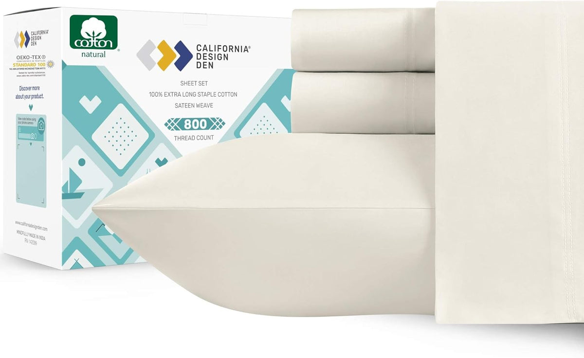Split King 5Pc Cotton Sheet Set with 2 Twin-XL Fitted Sheets O972
