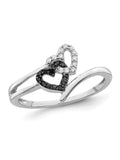 Black & White Diamond Accent Heart Promise Ring in Sterling Silver I167