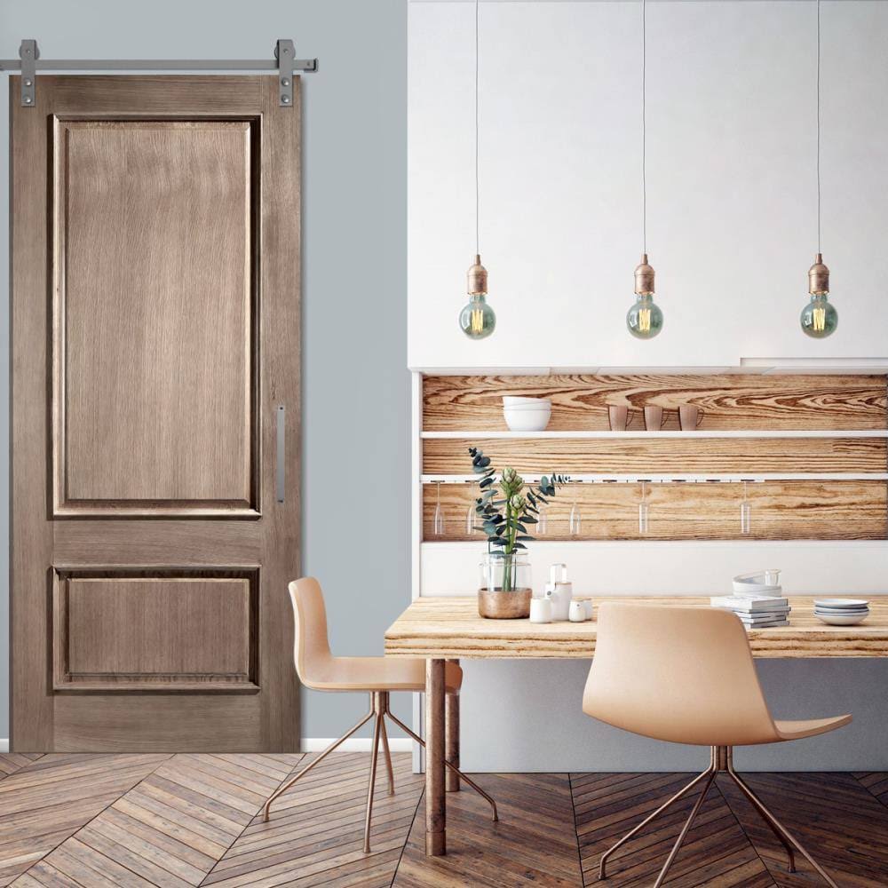 Barn Door Hardware Set with 6 ft Track for 1 3/8 inch Doors, PC Chrome, Track Length: 72 Inch H1308