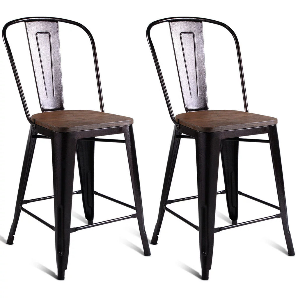 2 PC Metal Wood Counter Stool I924