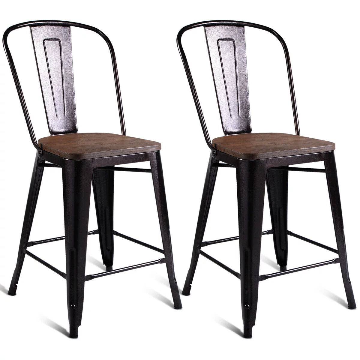 2 PC Metal Wood Counter Stool I924