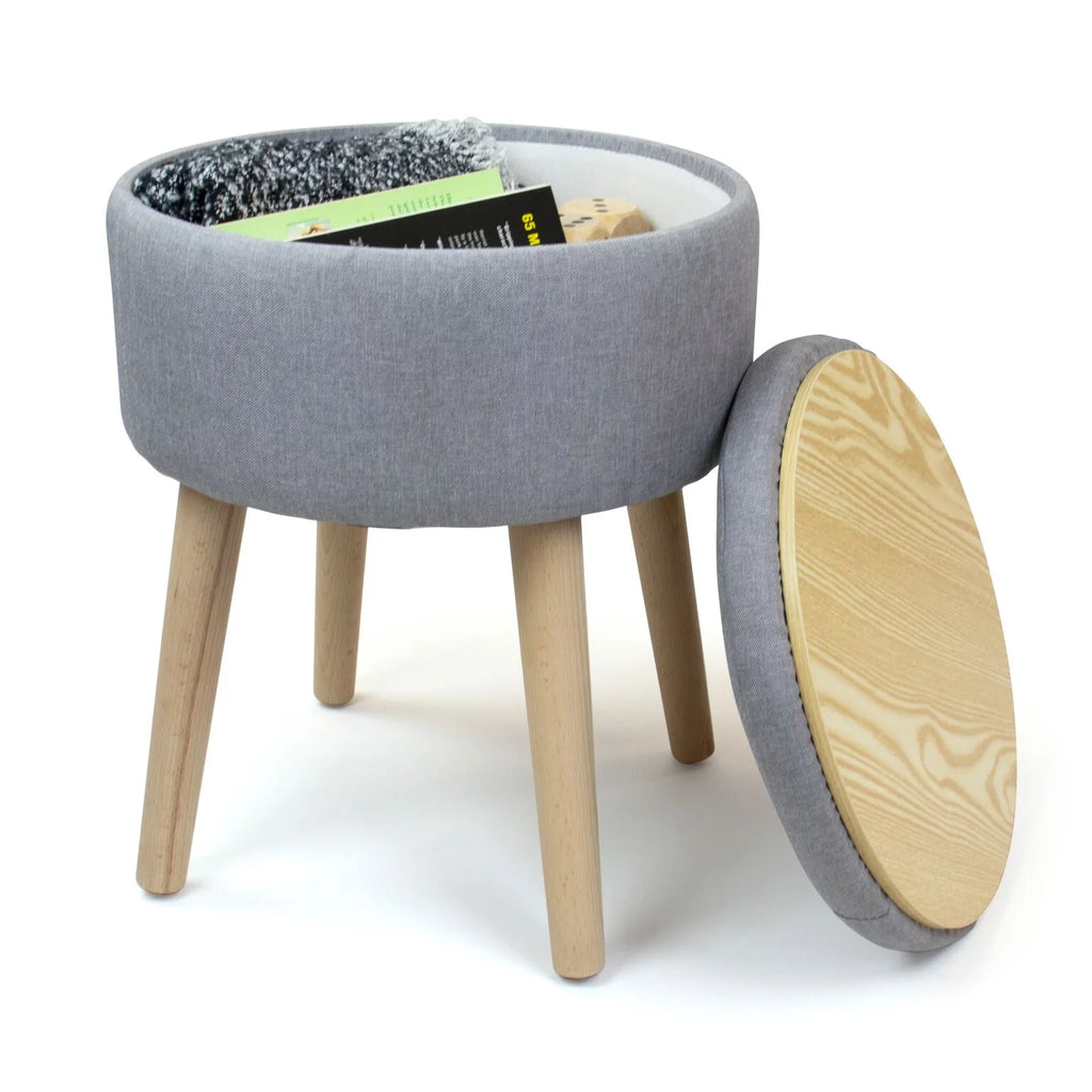 14" Round Storage Ottoman with Tray T262