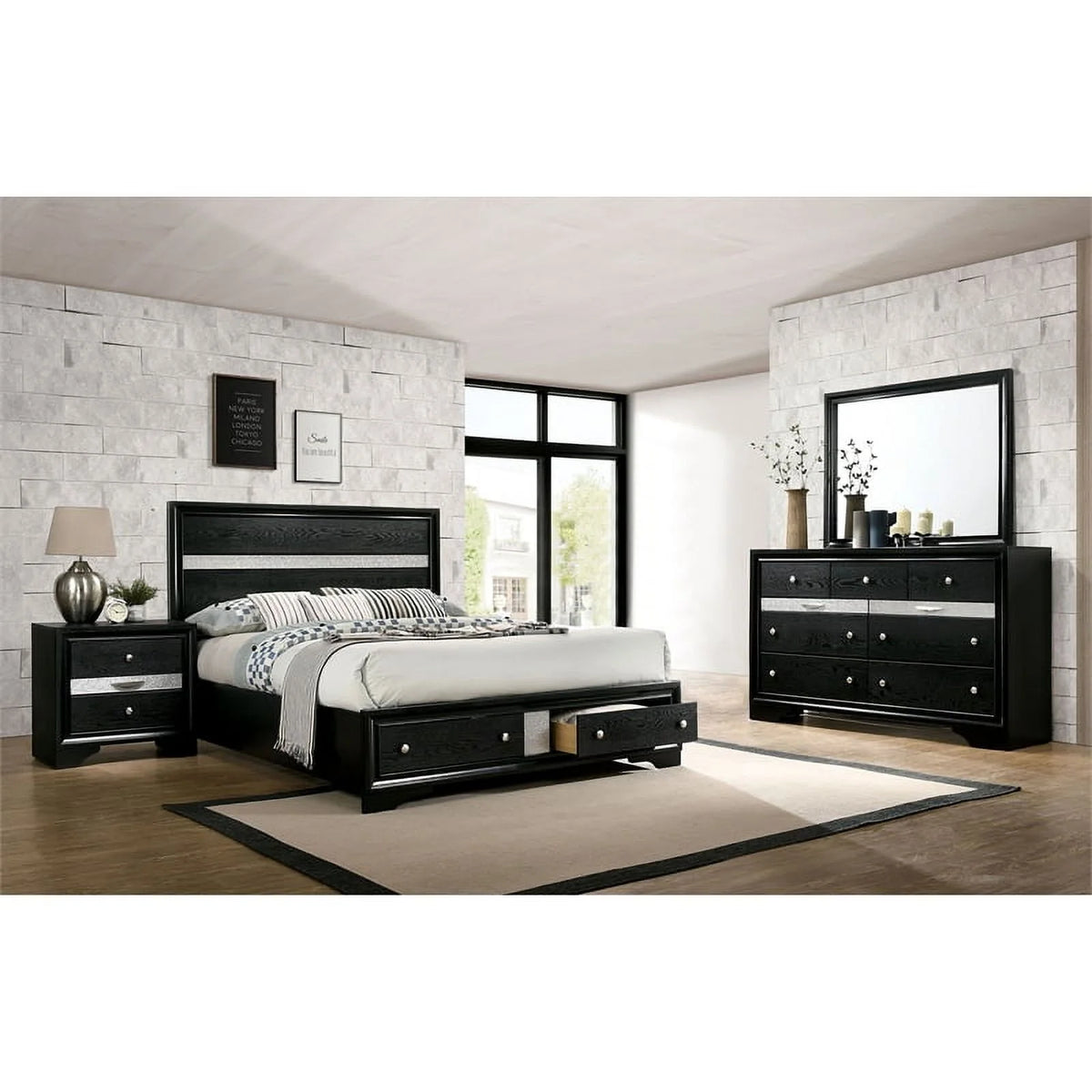 Black 3-Piece King Bedroom Set R786689