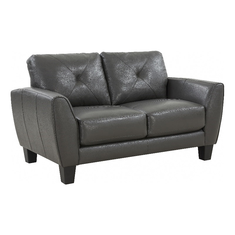 Gray Top Grain Leather Loveseat C75293
