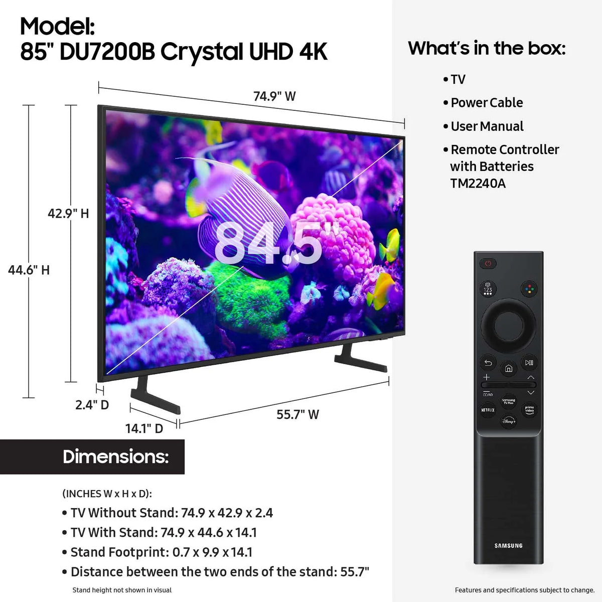 85” Crystal UHD 4K Smart TV Z796584