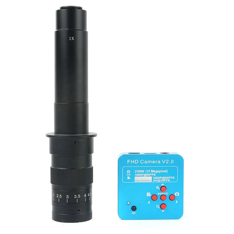 FHD 1080p 60fps 2K HDMI USB Digital Industry Video Microscope Camera Set System 180X 300x C Mount Lens F203
