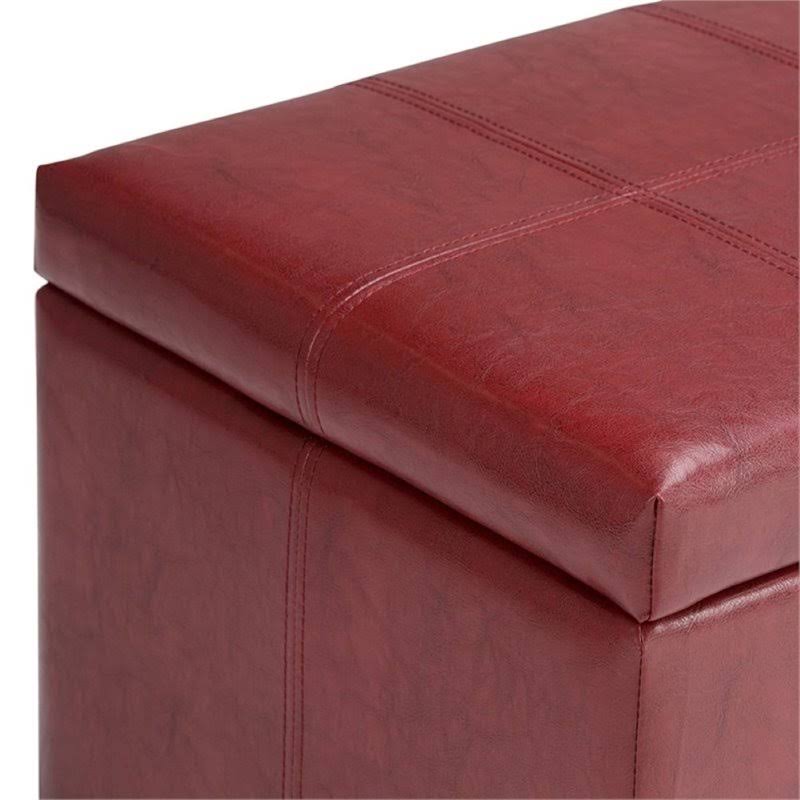 Faux Leather Storage Bench in Radicchio Red I42960