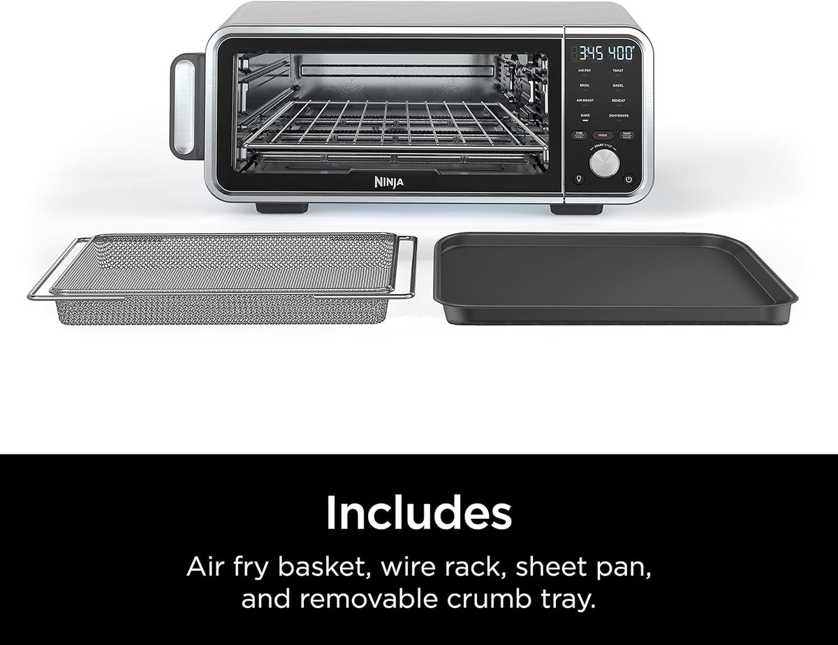 8-in-1 Digital Air Fry Oven with Air Fry Basket, Wire Rack & Crumb Tray, Silver E2685