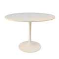 40 Inch Round Marble Top Dining Table with White Base R59588