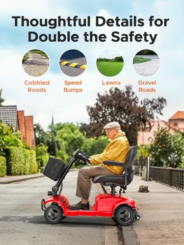 Blue Folding 4 Wheel Mobility Scooter with Detachable Basket I618323