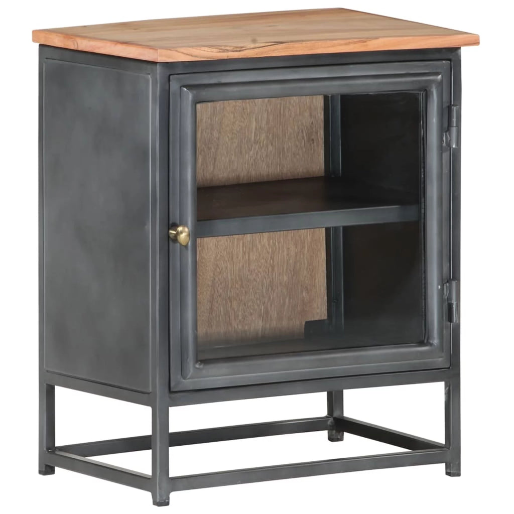 Gray Solid Acacia Wood Bedside Cabinet S1362