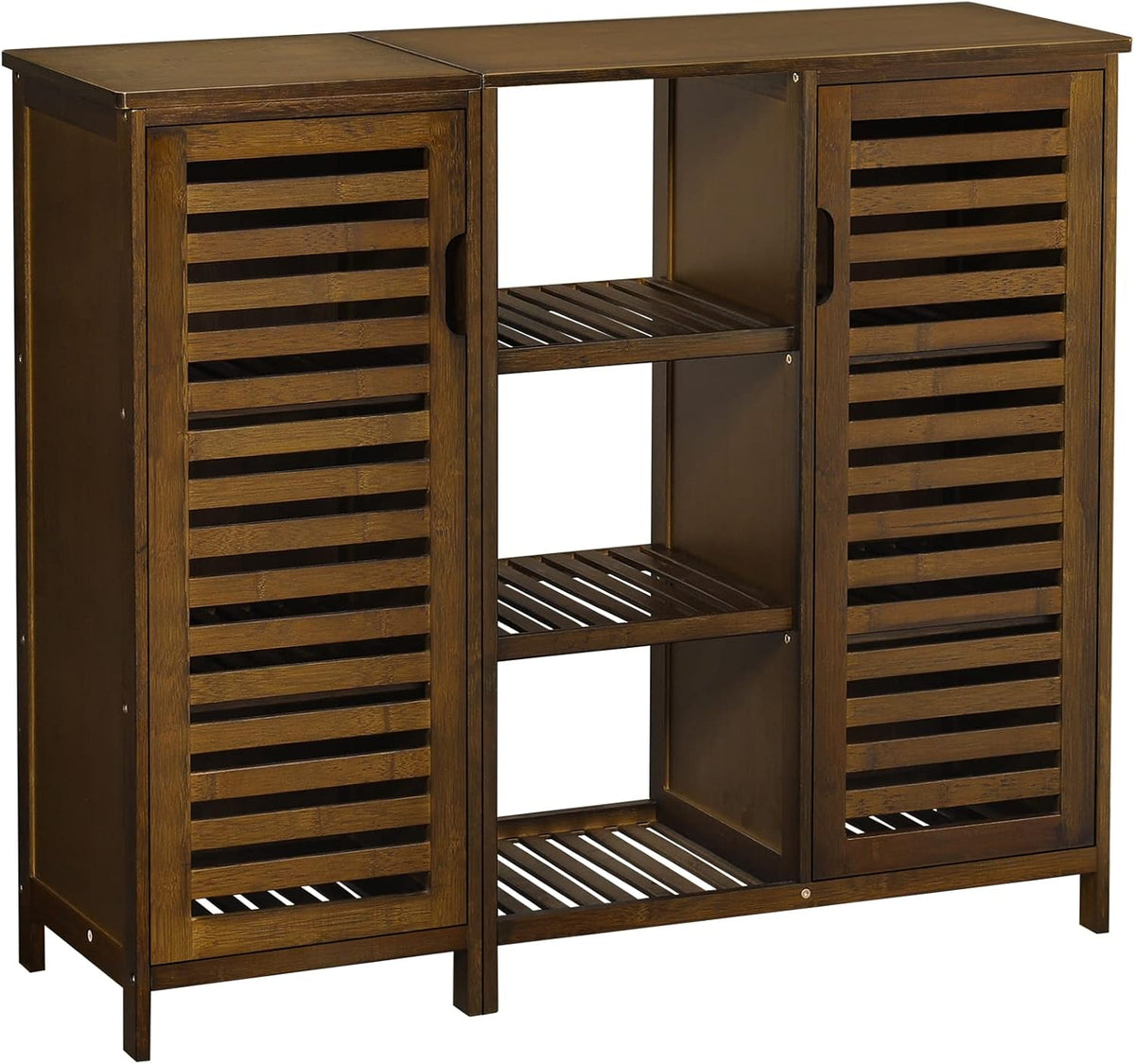 Bamboo Bathroom Storage Cabinet with 2 Doors and 3 Shelves B81080
