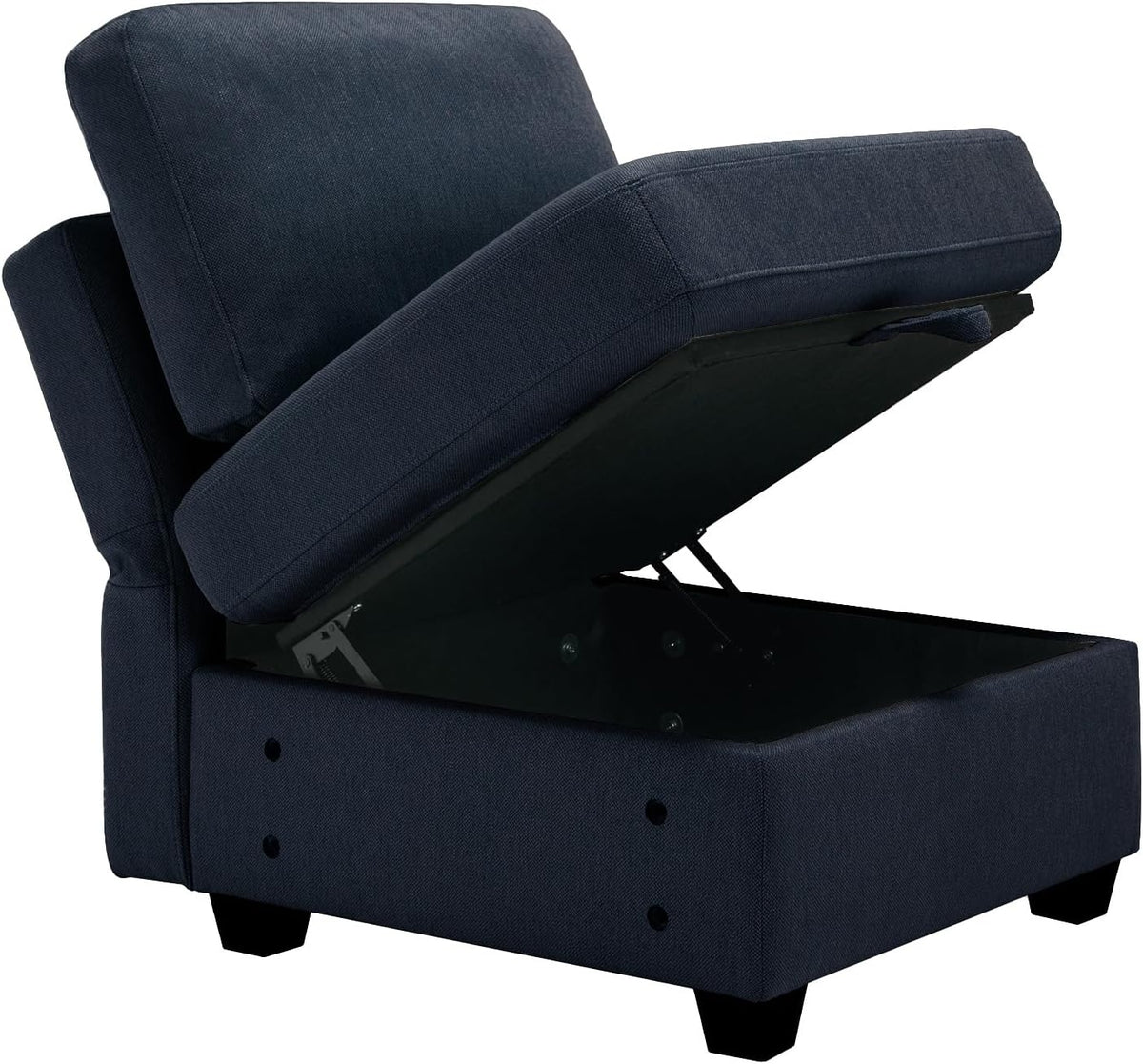 Blue 2 Seater Sectional Sofa with Ottoman and Storage Q8955