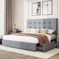 Queen Size Platform Bed Frame with Headboard and 4 Storage Drawers U735