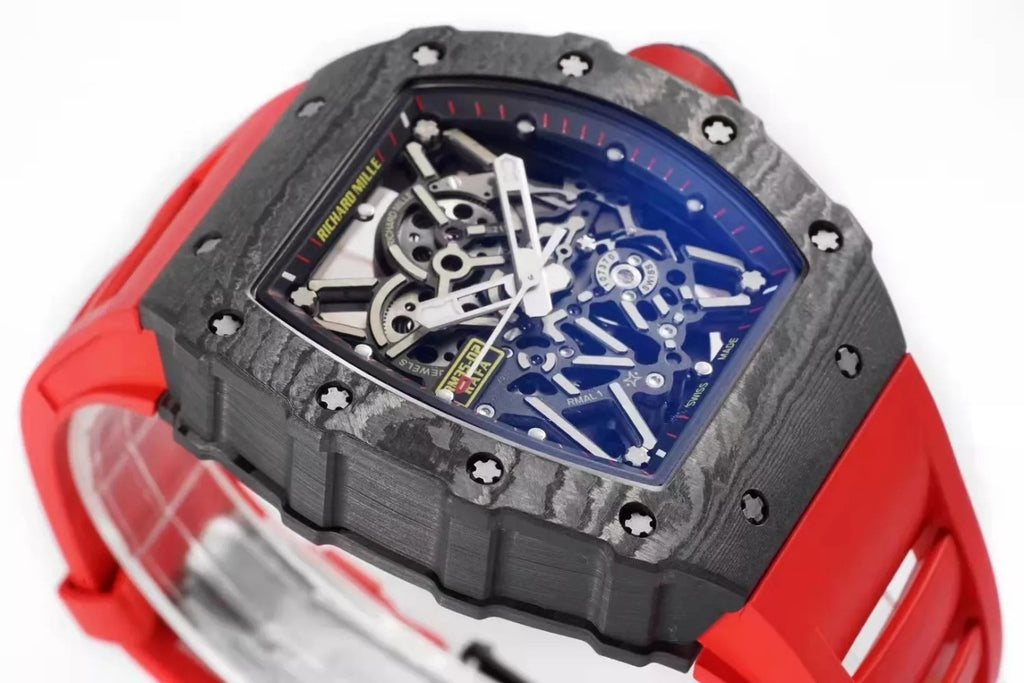 Black Bezel Red Markers Red Rubber Strap Q459