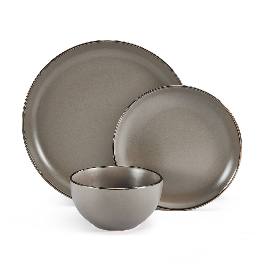 12-piece Stoneware Dinnerware set in Gray Y893551