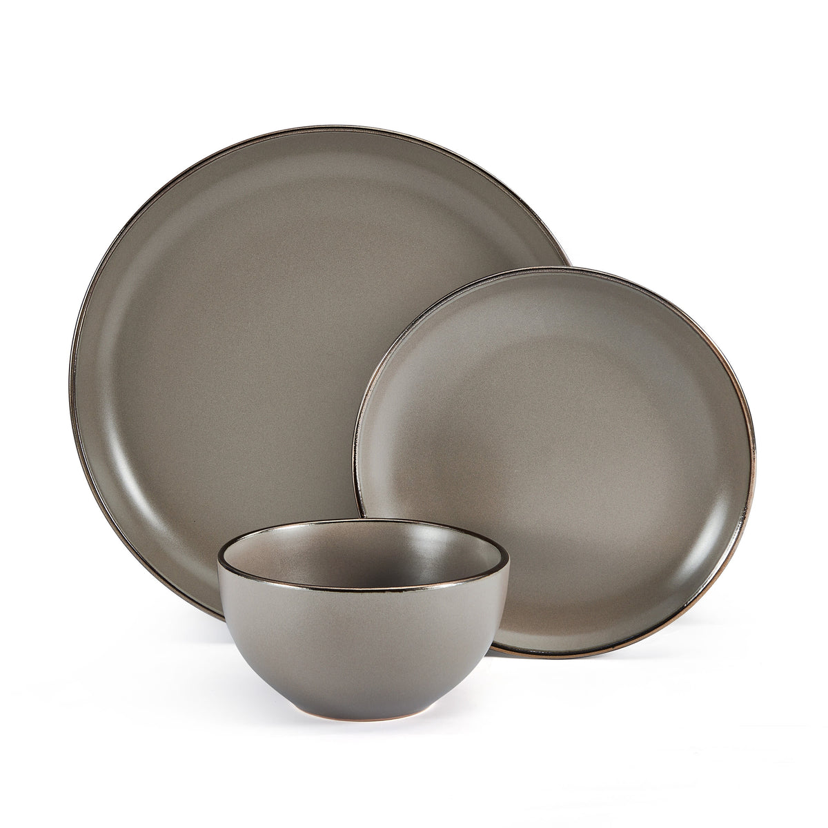 12-piece Stoneware Dinnerware set in Gray Y893551