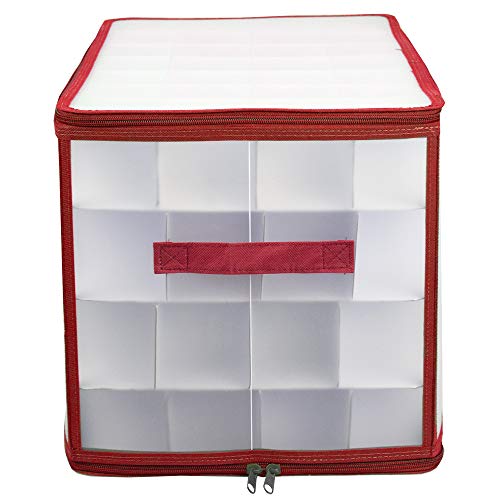 64 Compartment Zippered Christmas Ornament Box with Handles Z979837