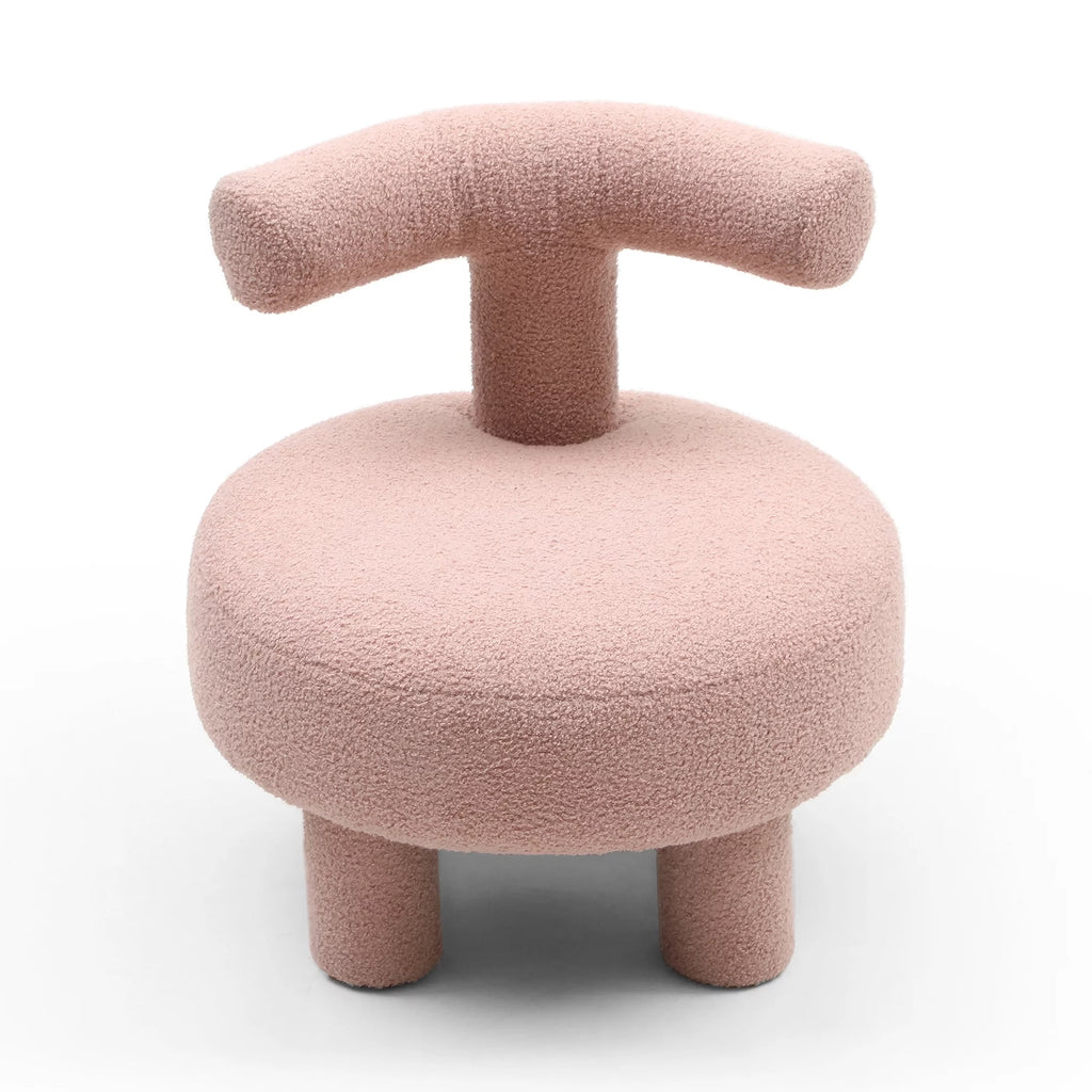 Sherpa Fabric Upholstered Ottoman Pouf E12112