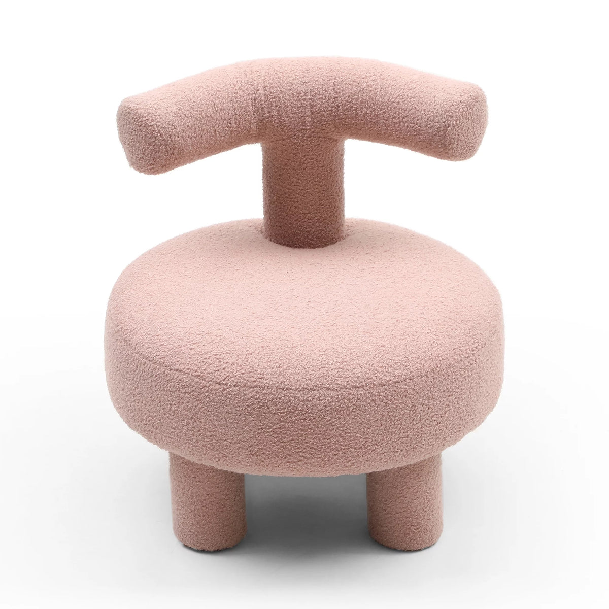 Sherpa Fabric Upholstered Ottoman Pouf E12112