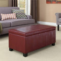 Faux Leather Storage Bench in Radicchio Red I42960
