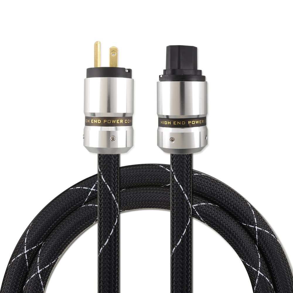12AWG HiFi Power Cord 125V 15A 3-Prong Audiophile AC Power Cable with US Connector Plug (1M / 3.28FT) Q69782
