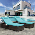 Rattan Wicker Chaise Lounge Set of 2 with Adjustable Backrest and Removable Cushions F3345