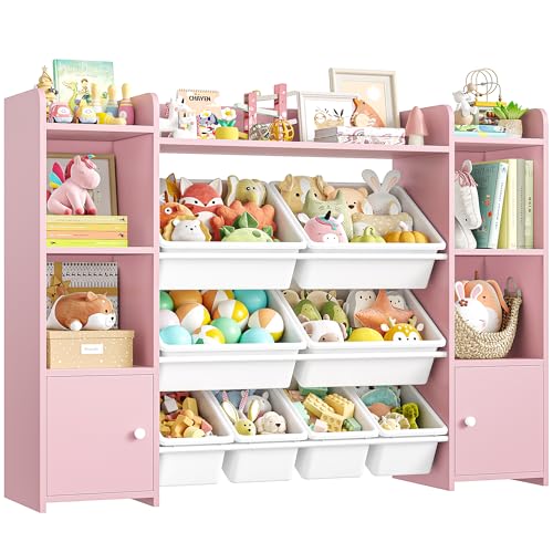 Pink 8 Toy Bins Storage Organizer with Shelf F1255