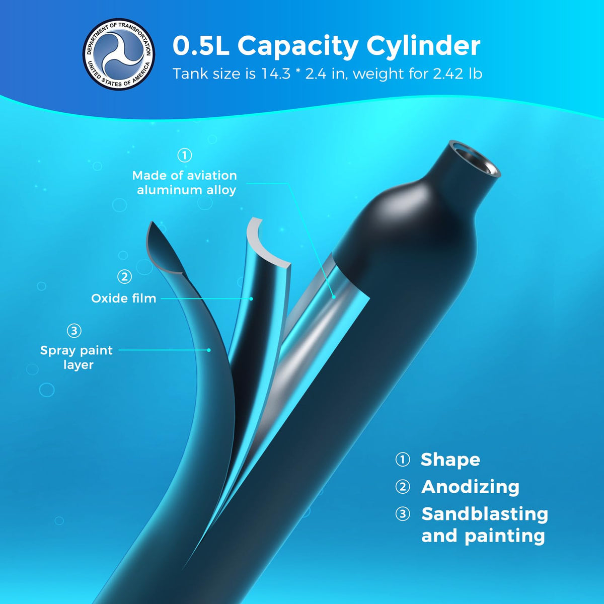 0.5L Mini Scuba Tank for Shallow Water Diving N976