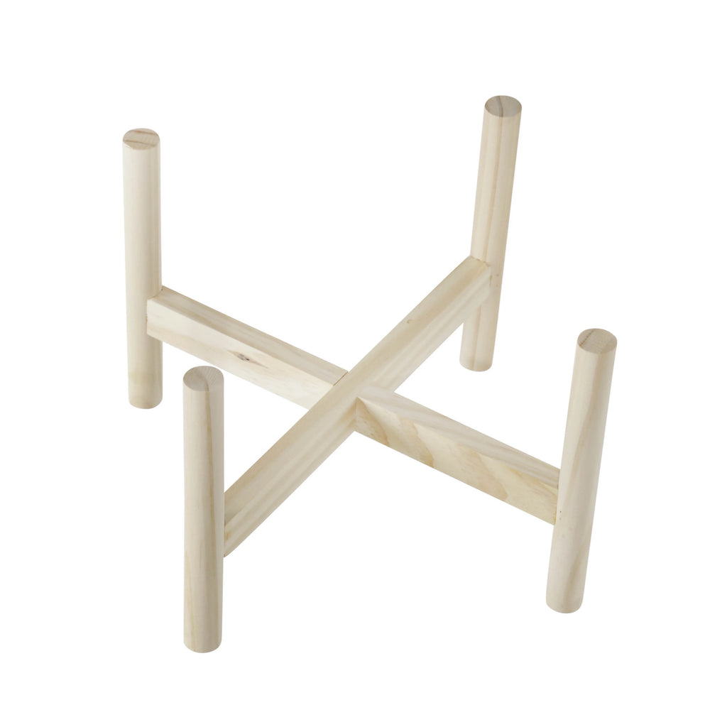 12" Ceramic Chevron Planter with Wood Stand L35383