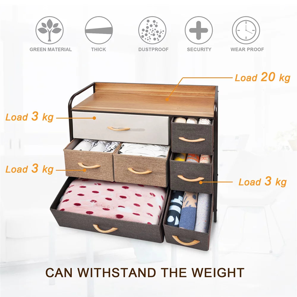 Fabric Dresser Storage Tower with Fabric Bins T87250