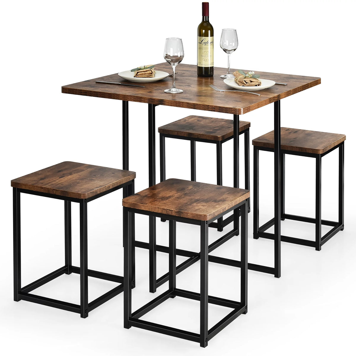 5 Pc Dining Table and 4 Stools Metal Frame K91585