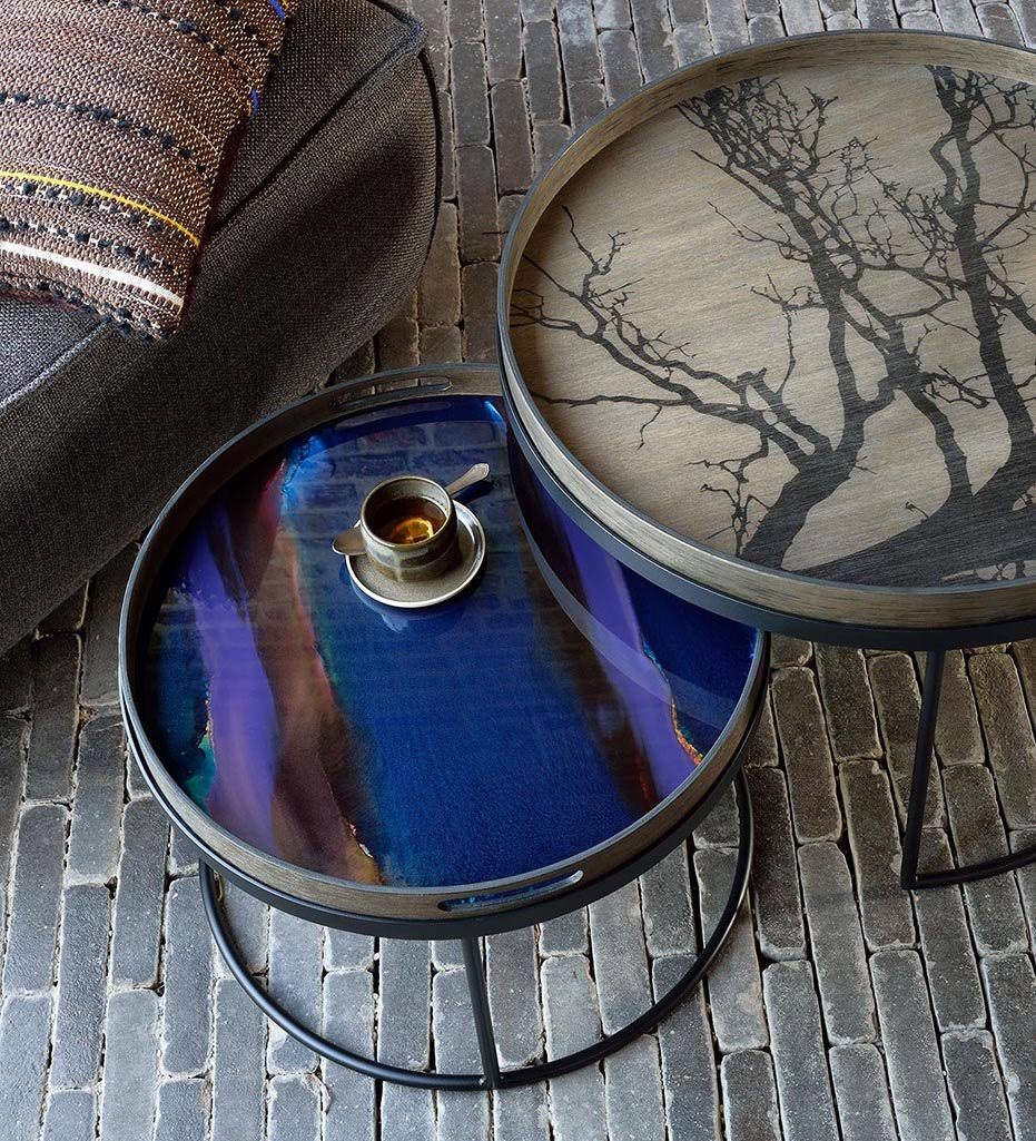 Indigo Organic Glass Round Tray H504212