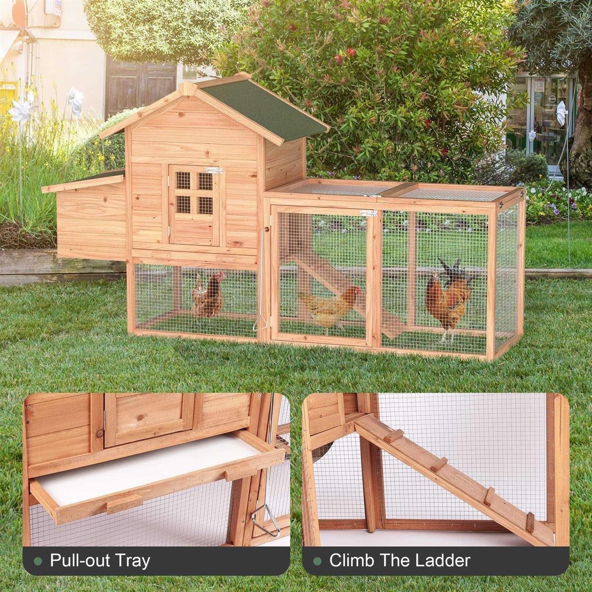 Large Wooden Outdoor Chicken Coop A8964
