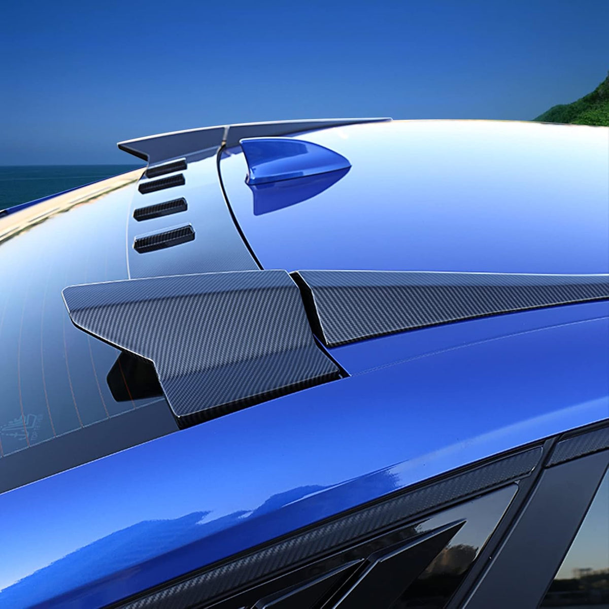 Glossy Carbon Fiber Pattern Rear Window Roof Spoiler Wing Lip F408077