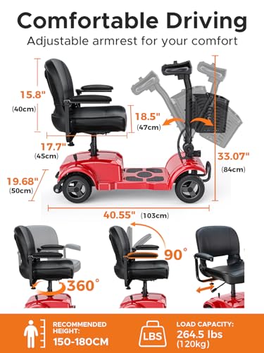 Blue Folding 4 Wheel Mobility Scooter with Detachable Basket I618323