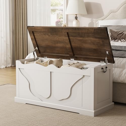 White 39.4'' Storage Chest with 2 Safety Hinges W344